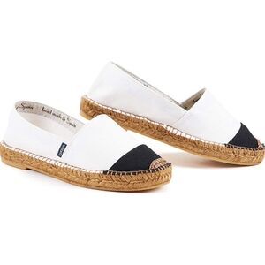 VISCATA BARCELONE ESPADRILLE WHITE & BLACK TOE FLATS SIZE 39